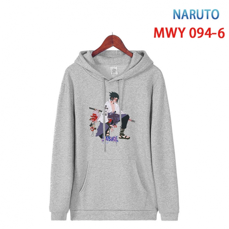 Naruto Cartoon Sleeve Hooded Patch Pocket Cotton Sweatshirt from S to 4XL  MWY-094-6