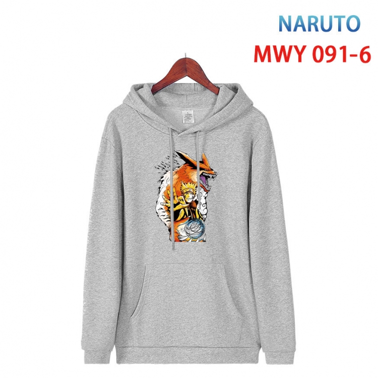 Naruto Cartoon Sleeve Hooded Patch Pocket Cotton Sweatshirt from S to 4XL  MWY-093-6