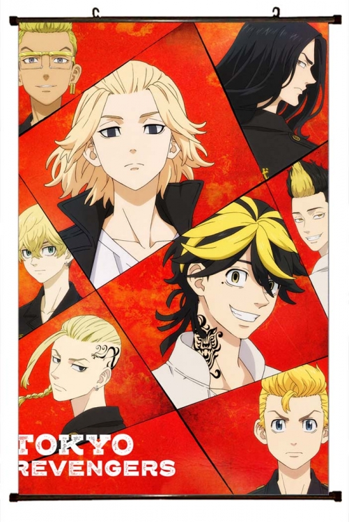 Tokyo Revengers Anime black Plastic rod Cloth painting Wall Scroll 60X90CM   D2-29