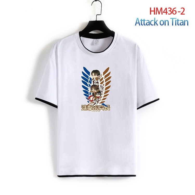 Shingeki no Kyojin Cotton round neck fake two short-sleeved T-shirts from S to 4XLHM-436-2