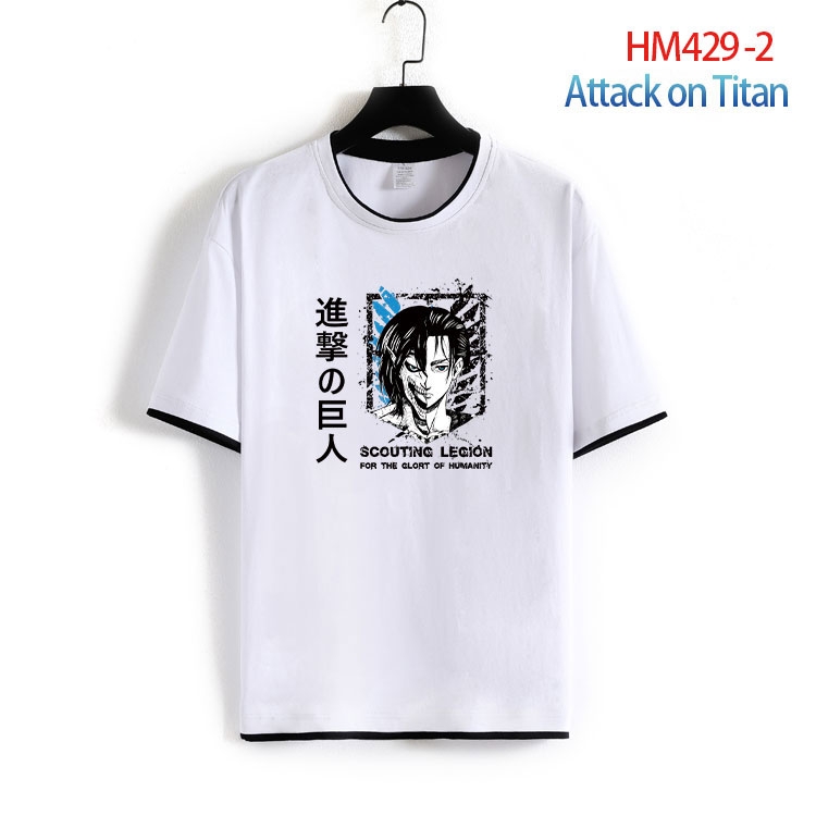 Shingeki no Kyojin Cotton round neck fake two short-sleeved T-shirts from S to 4XLHM-429-2