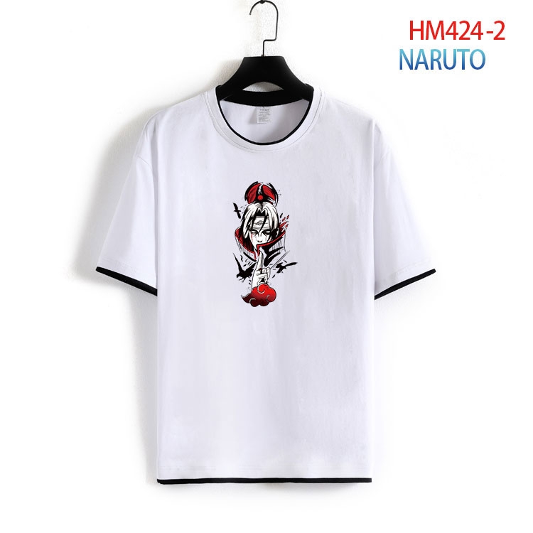 Naruto Cotton round neck fake two short-sleeved T-shirts from S to 4XL HM-424-2