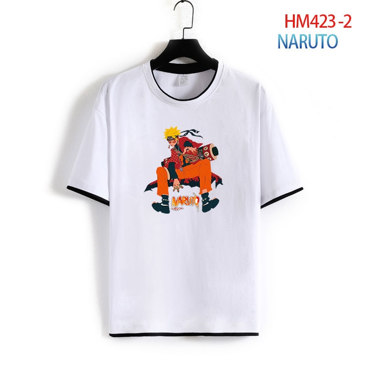 Naruto Cotton round neck fake two short-sleeved T-shirts from S to 4XL HM-423-2