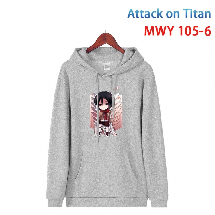 Shingeki no Kyojin Cartoon Sleeve Hooded Patch Pocket Cotton Sweatshirt from S to 4XL MWY-105-6