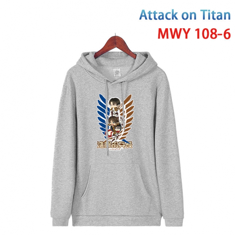 Shingeki no Kyojin Cartoon Sleeve Hooded Patch Pocket Cotton Sweatshirt from S to 4XL MWY-108-6