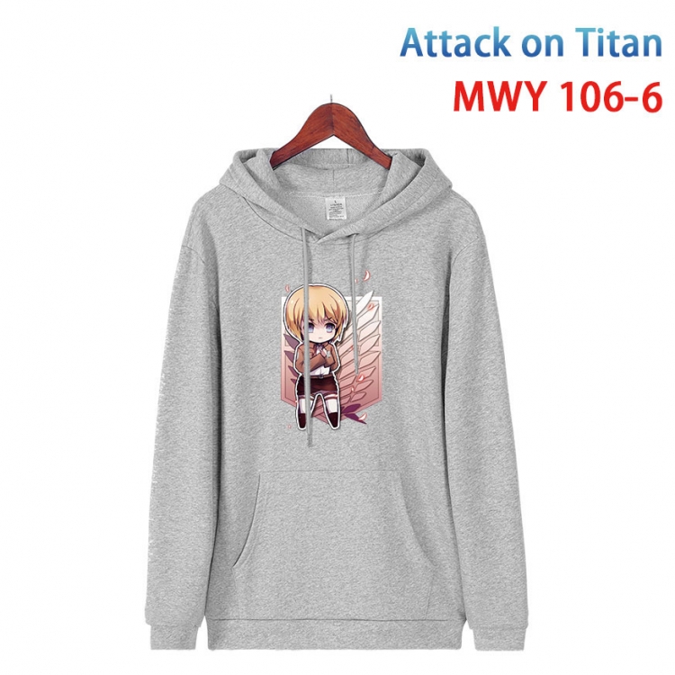 Shingeki no Kyojin Cartoon Sleeve Hooded Patch Pocket Cotton Sweatshirt from S to 4XL MWY-106-6