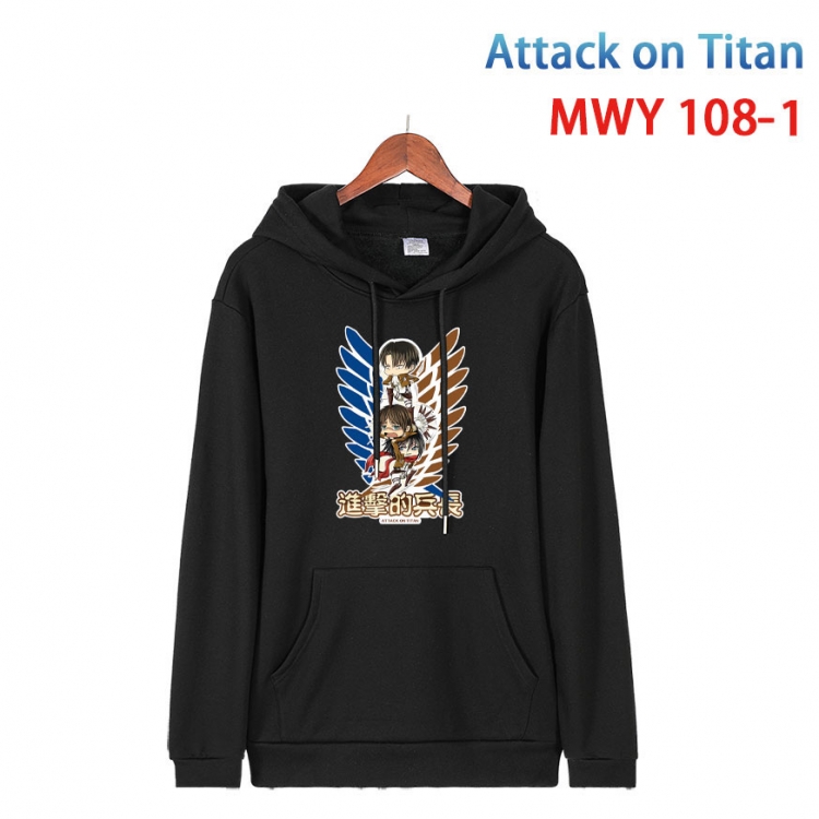 Shingeki no Kyojin Cartoon Sleeve Hooded Patch Pocket Cotton Sweatshirt from S to 4XL  MWY-108-1