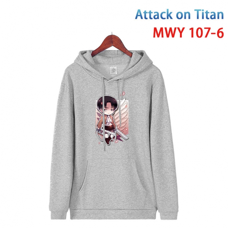 Shingeki no Kyojin Cartoon Sleeve Hooded Patch Pocket Cotton Sweatshirt from S to 4XL MWY-107-6