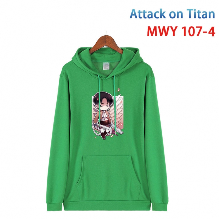 Shingeki no Kyojin Cartoon Sleeve Hooded Patch Pocket Cotton Sweatshirt from S to 4XL  MWY-107-4