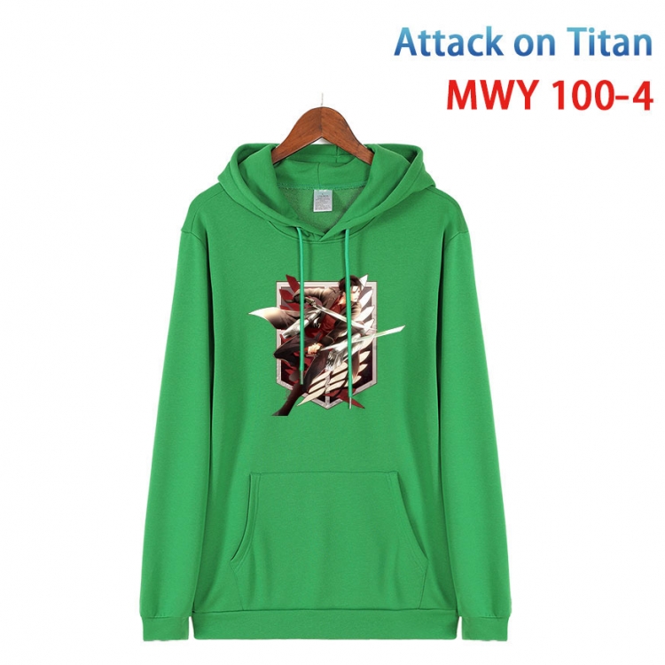 Shingeki no Kyojin Cartoon Sleeve Hooded Patch Pocket Cotton Sweatshirt from S to 4XL  MWY-100-4