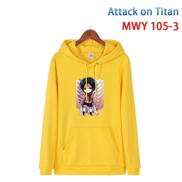 Shingeki no Kyojin Cartoon Sleeve Hooded Patch Pocket Cotton Sweatshirt from S to 4XL   MWY-105-3