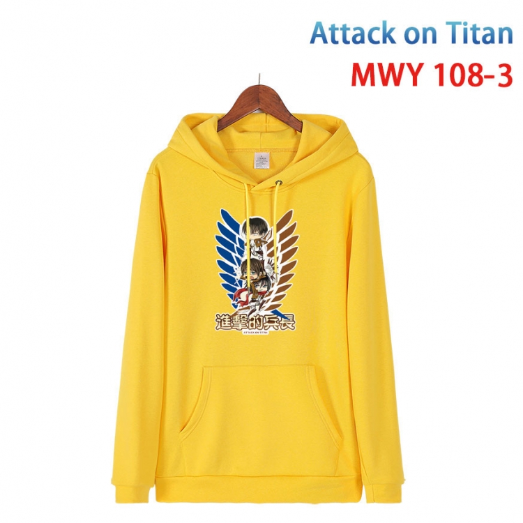 Shingeki no Kyojin Cartoon Sleeve Hooded Patch Pocket Cotton Sweatshirt from S to 4XL MWY-108-3