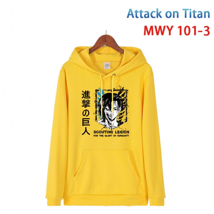 Shingeki no Kyojin Cartoon Sleeve Hooded Patch Pocket Cotton Sweatshirt from S to 4XL  MWY-101-3