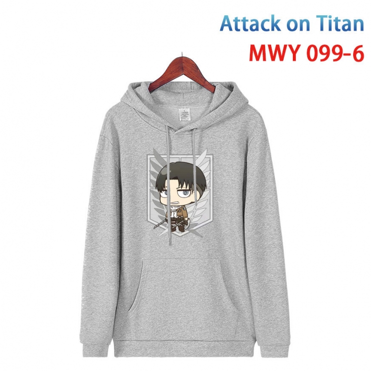 Shingeki no Kyojin Cartoon Sleeve Hooded Patch Pocket Cotton Sweatshirt from S to 4XL MWY-099-6