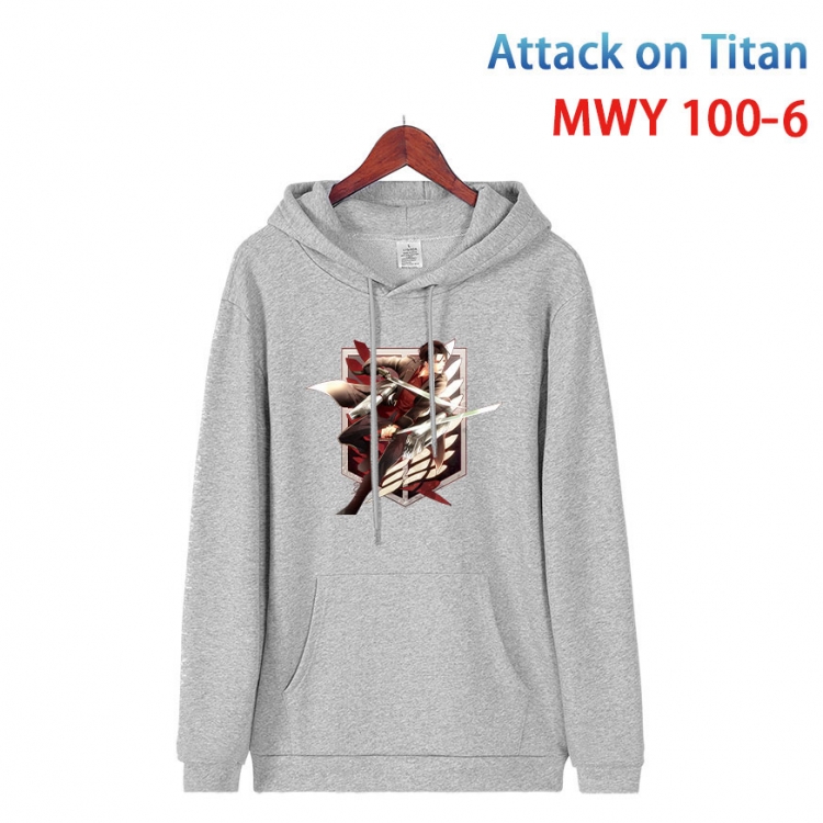 Shingeki no Kyojin Cartoon Sleeve Hooded Patch Pocket Cotton Sweatshirt from S to 4XL  MWY-100-6