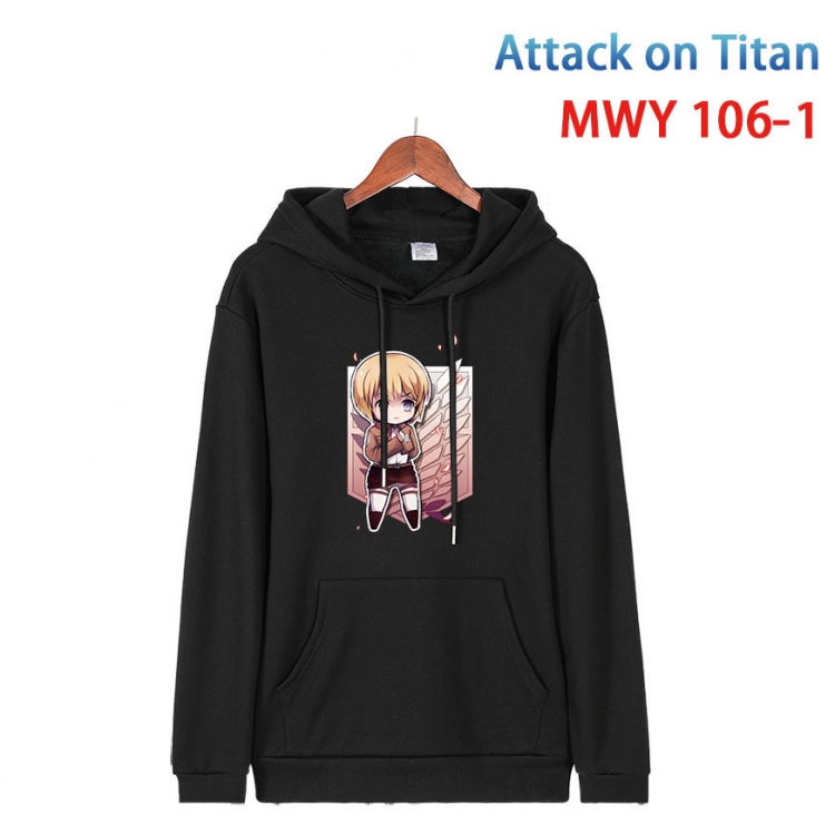 Shingeki no Kyojin Cartoon Sleeve Hooded Patch Pocket Cotton Sweatshirt from S to 4XL MWY-106-1