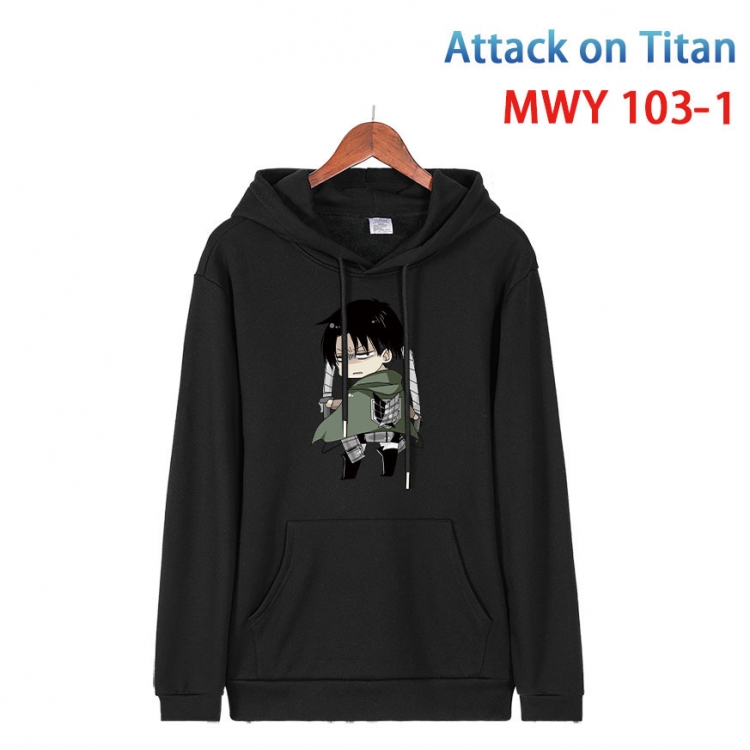 Shingeki no Kyojin Cartoon Sleeve Hooded Patch Pocket Cotton Sweatshirt from S to 4XL MWY-103-1