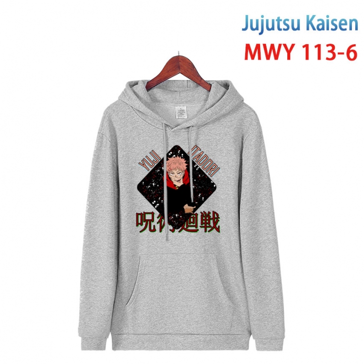 Jujutsu Kaisen  Cartoon hooded patch pocket cotton sweatshirt from S to 4XL MWY-113-6