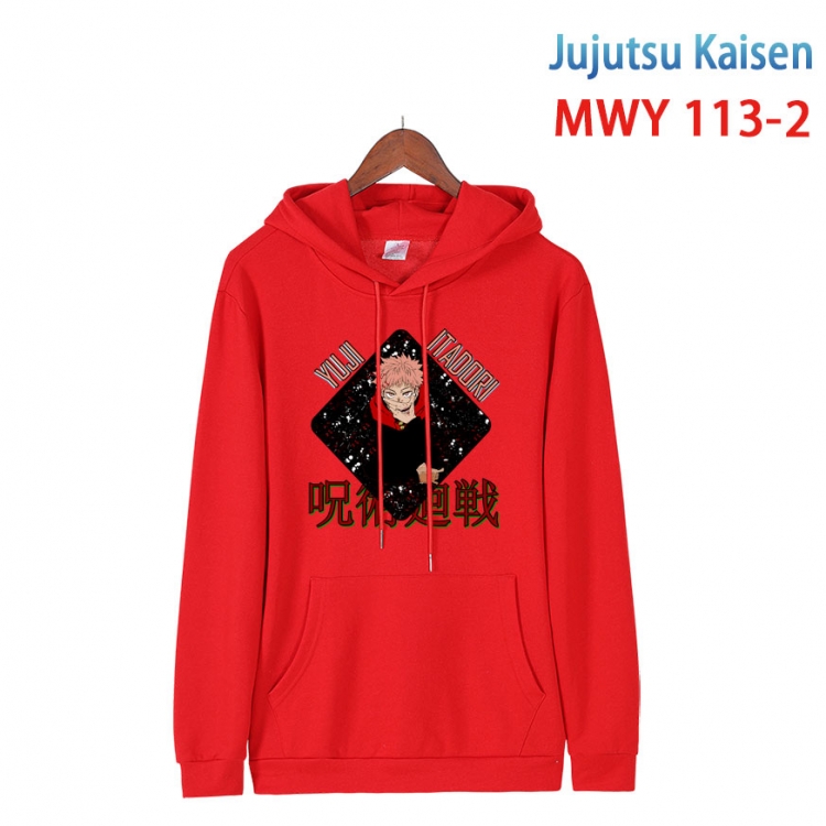 Jujutsu Kaisen  Cartoon hooded patch pocket cotton sweatshirt from S to 4XL MWY-113-2