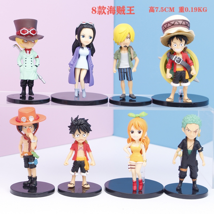 One Piece Bagged Figure Decoration Model   7.5CM a set of 6