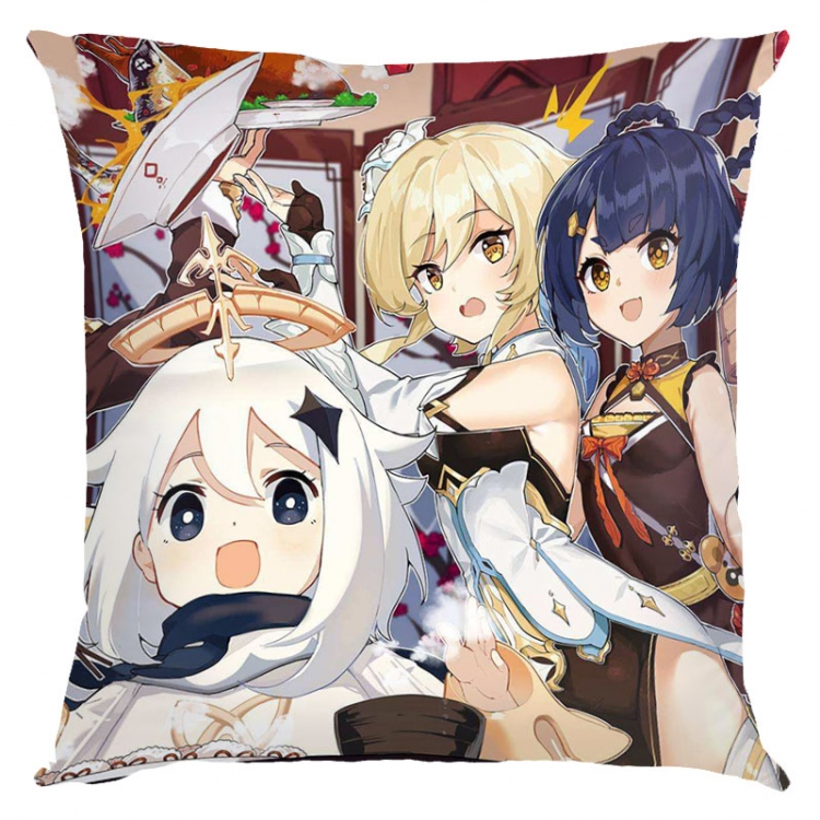 Genshin Impact Anime square full-color pillow cushion 45X45CM NO FILLING Y1-49