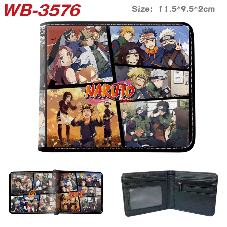 Naruto Anime color book two-fold leather wallet 11.5X9.5X2CM  WB-3576A