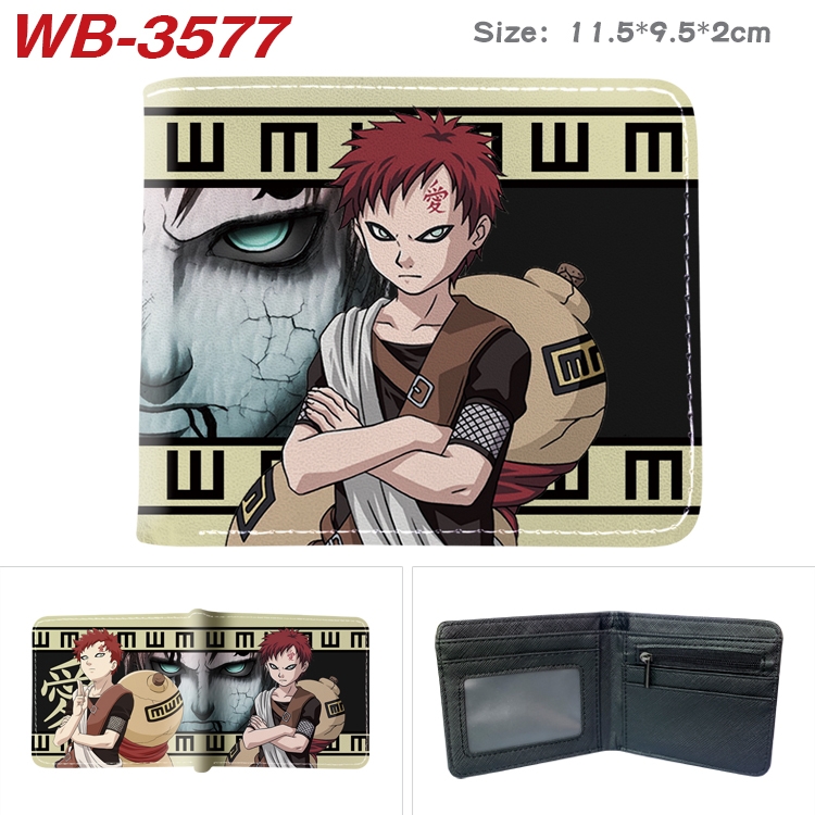 Naruto Anime color book two-fold leather wallet 11.5X9.5X2CM  WB-3577A