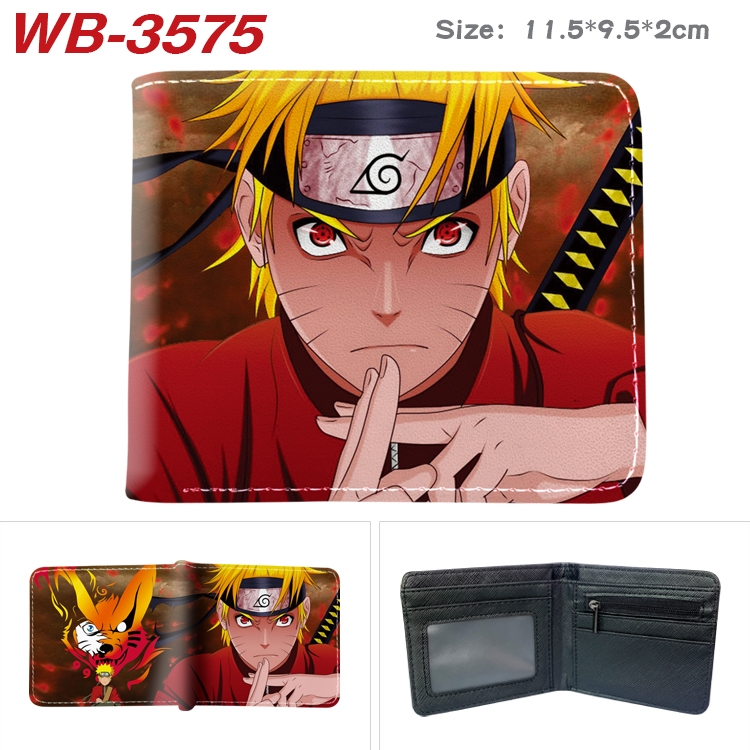 Naruto Anime color book two-fold leather wallet 11.5X9.5X2CM  WB-3575A