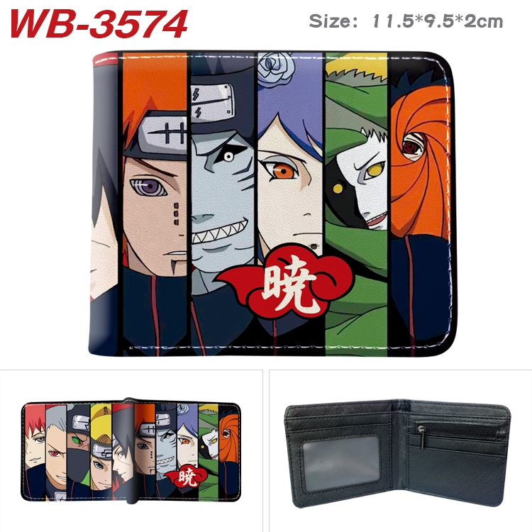 Naruto Anime color book two-fold leather wallet 11.5X9.5X2CM  WB-3574A