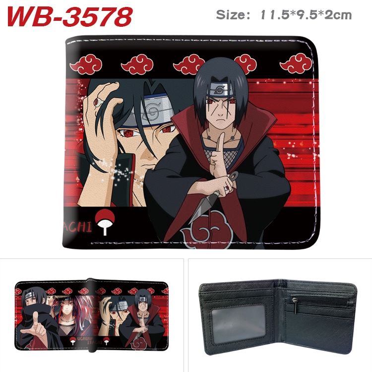 Naruto Anime color book two-fold leather wallet 11.5X9.5X2CM WB-3578A