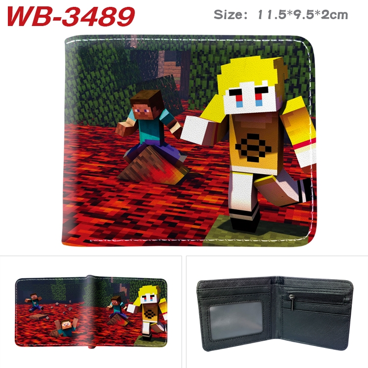 Minecraft Game Anime color book two-fold leather wallet 11.5X9.5X2CM WB-3489A