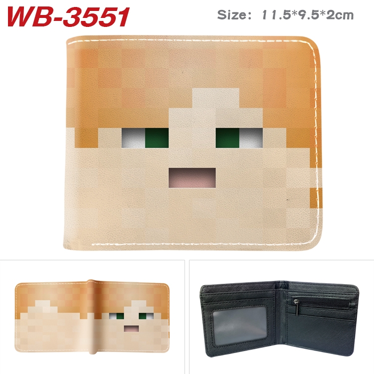 Minecraft Game Anime color book two-fold leather wallet 11.5X9.5X2CM  WB-3551A