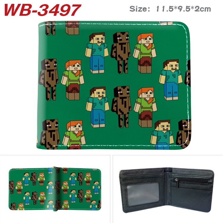 Minecraft Game Anime color book two-fold leather wallet 11.5X9.5X2CM  WB-3497A