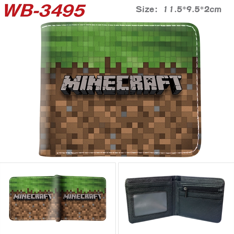 Minecraft Game Anime color book two-fold leather wallet 11.5X9.5X2CM  WB-3495A