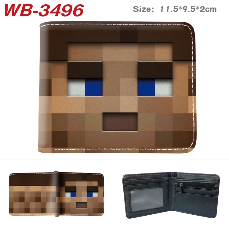 Minecraft Game Anime color book two-fold leather wallet 11.5X9.5X2CM WB-3496A