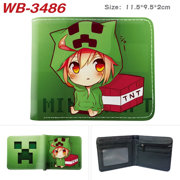 Minecraft Game Anime color book two-fold leather wallet 11.5X9.5X2CM  WB-3486A