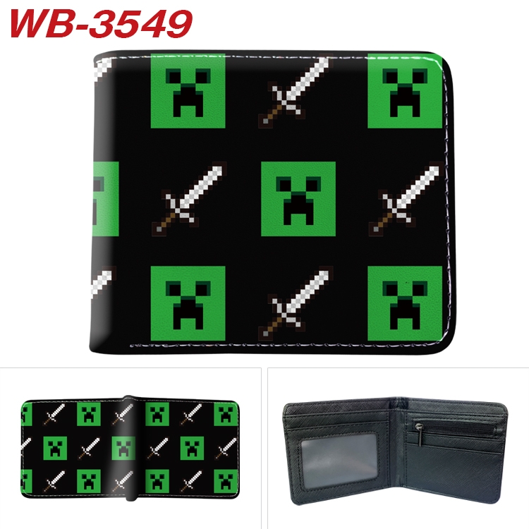 Minecraft Game Anime color book two-fold leather wallet 11.5X9.5X2CM  WB-3549A
