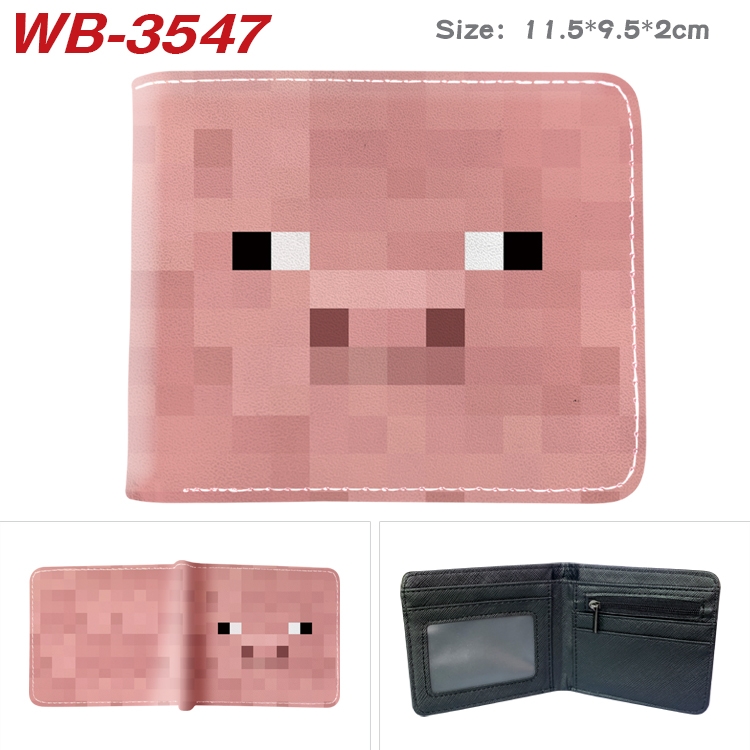 Minecraft Game Anime color book two-fold leather wallet 11.5X9.5X2CM   WB-3547A