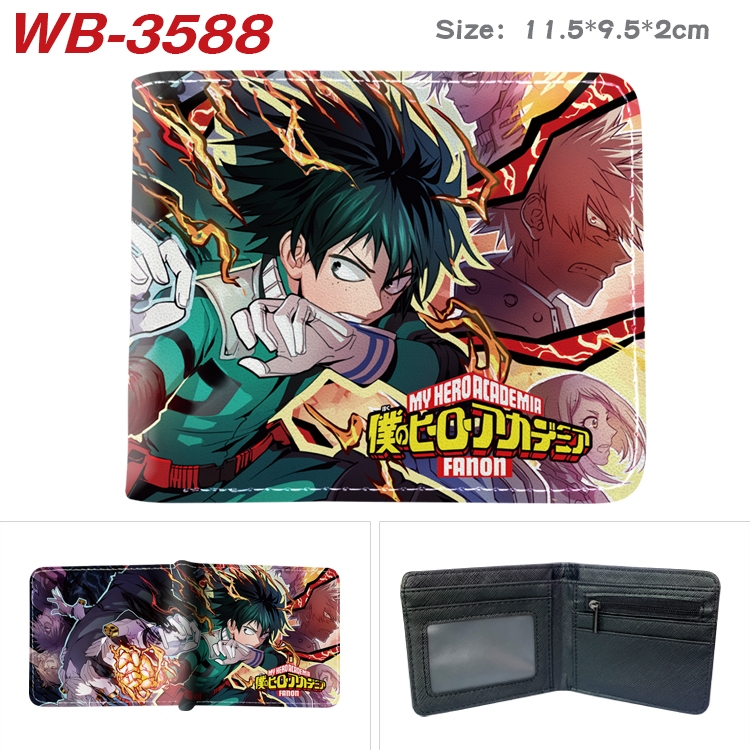 My Hero Academia Anime color book two-fold leather wallet 11.5X9.5X2CM  WB-3588A