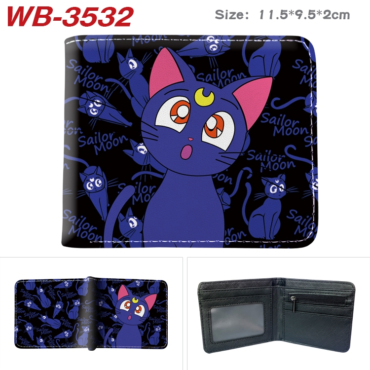 sailormoon Anime color book two-fold leather wallet 11.5X9.5X2CM  WB-3532A