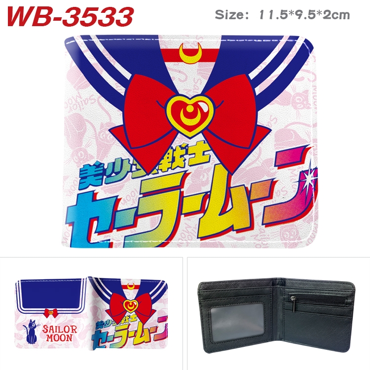 sailormoon Anime color book two-fold leather wallet 11.5X9.5X2CM  WB-3533A