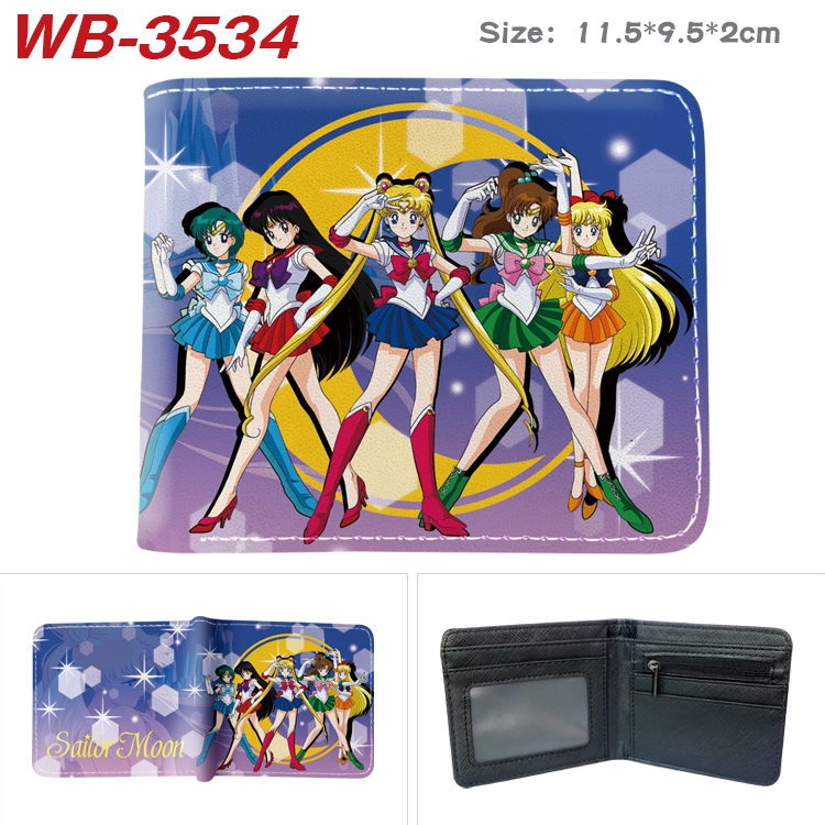 sailormoon Anime color book two-fold leather wallet 11.5X9.5X2CM  WB-3534A