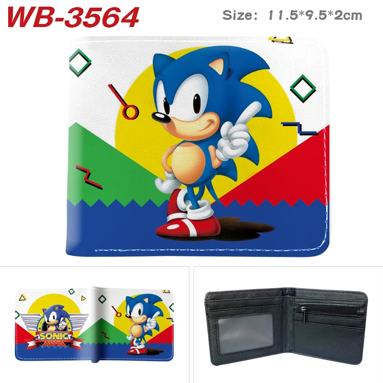 Sonic the Hedgehog Anime color book two-fold leather wallet 11.5X9.5X2CM   WB-3564A