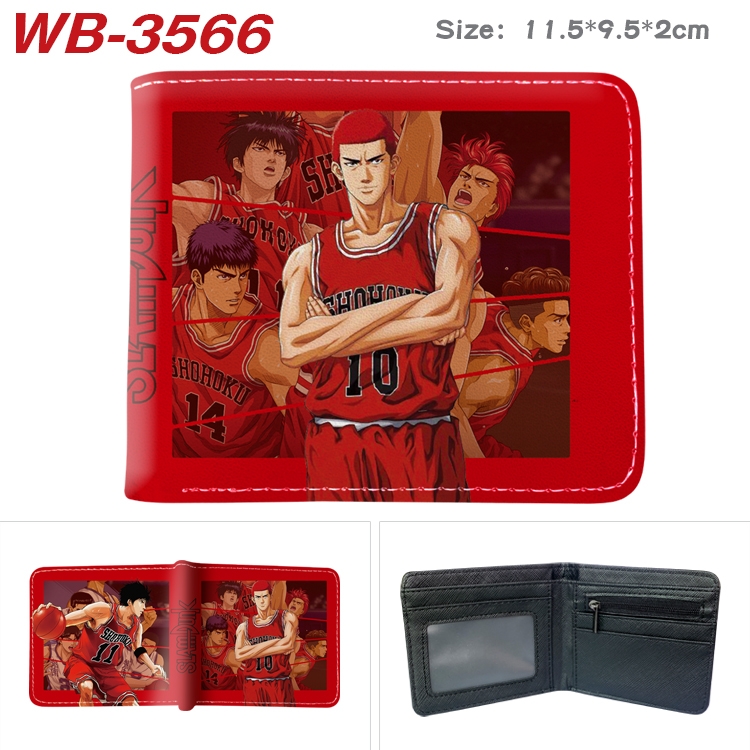 Slam Dunk Anime color book two-fold leather wallet 11.5X9.5X2CM   WB-3566A