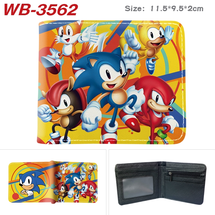 Sonic the Hedgehog Anime color book two-fold leather wallet 11.5X9.5X2CM WB-3562A