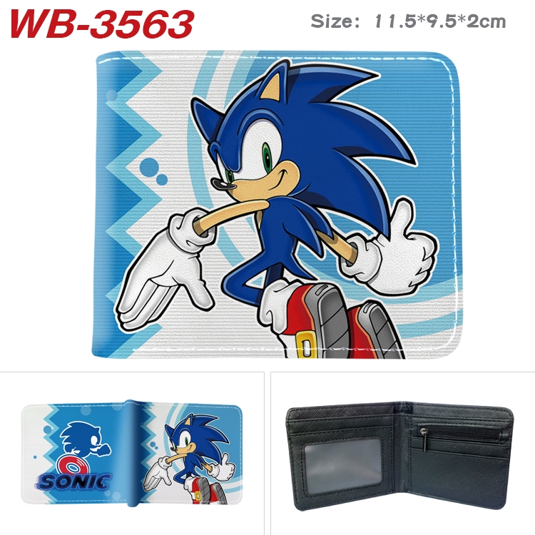 Sonic the Hedgehog Anime color book two-fold leather wallet 11.5X9.5X2CM   WB-3563A