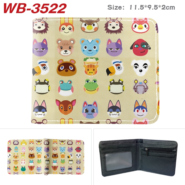 Animal Crossing Anime color book two-fold leather wallet 11.5X9.5X2CM  WB-3522A
