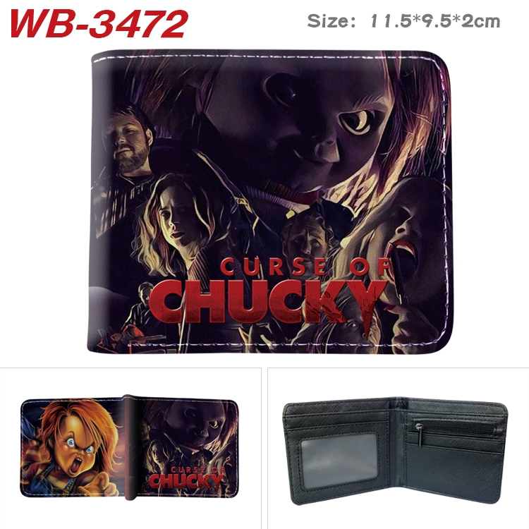 Child's play Chucky Anime color book two-fold leather wallet 11.5X9.5X2CM  WB-3472A