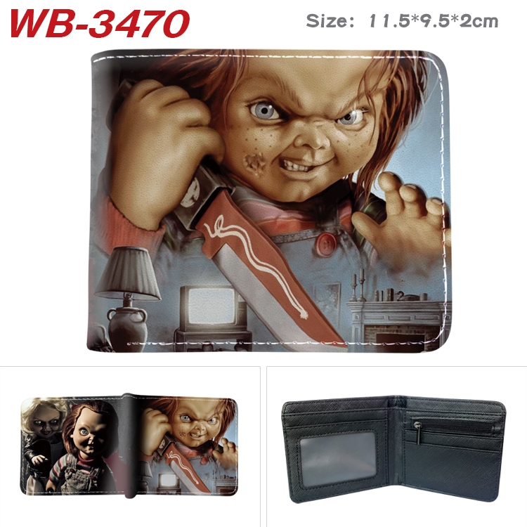 Child's play Chucky Anime color book two-fold leather wallet 11.5X9.5X2CM  WB-3470A