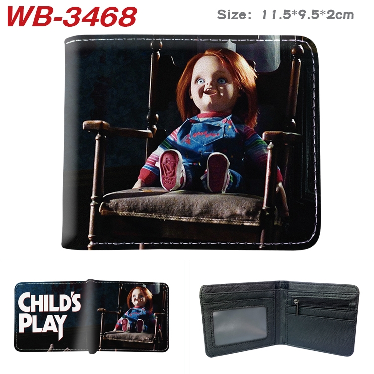 Child's play Chucky Anime color book two-fold leather wallet 11.5X9.5X2CM  WB-3468A